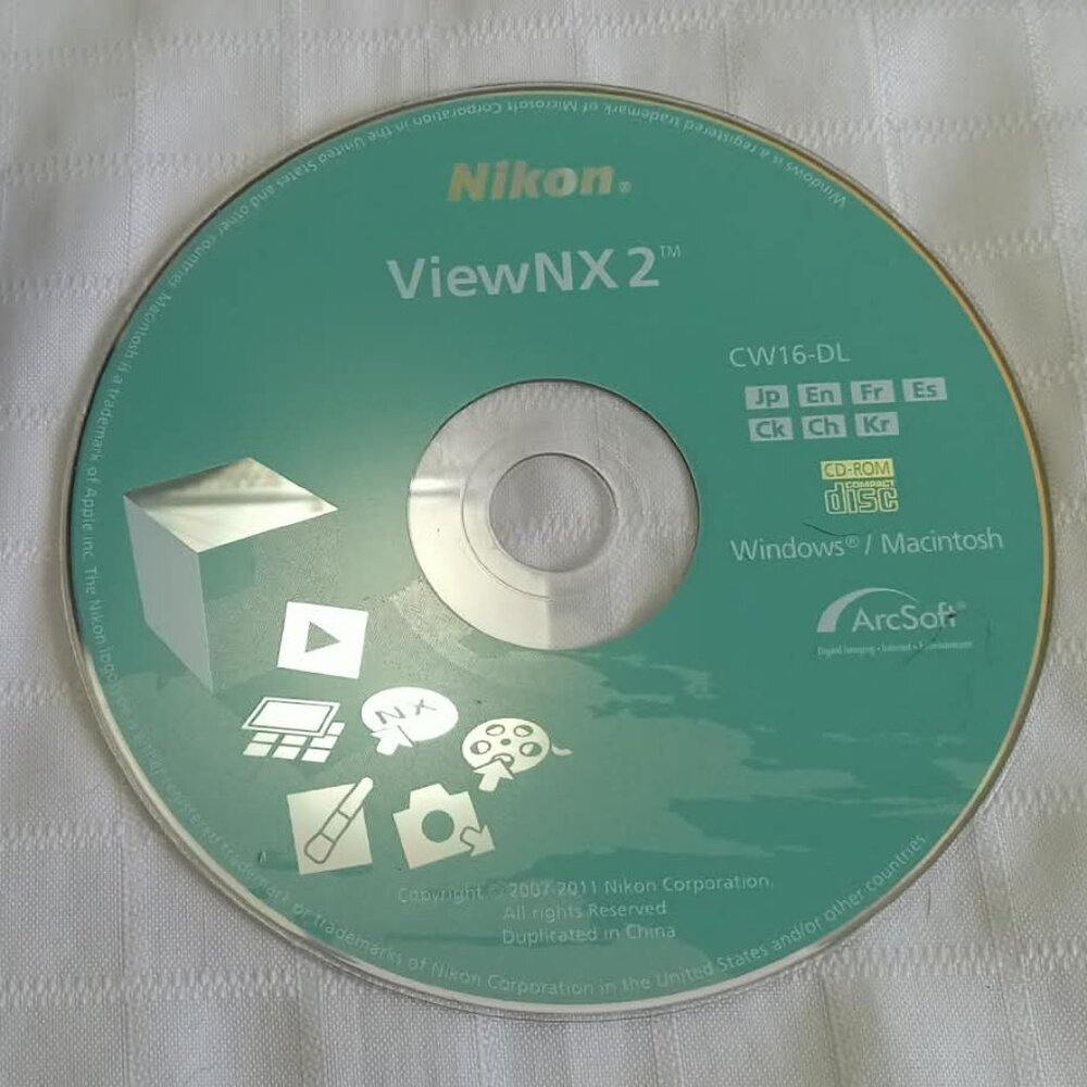 Genuine Nikon ViewNX 2 DW16 Software (Windows/Macintosh CD-ROM)